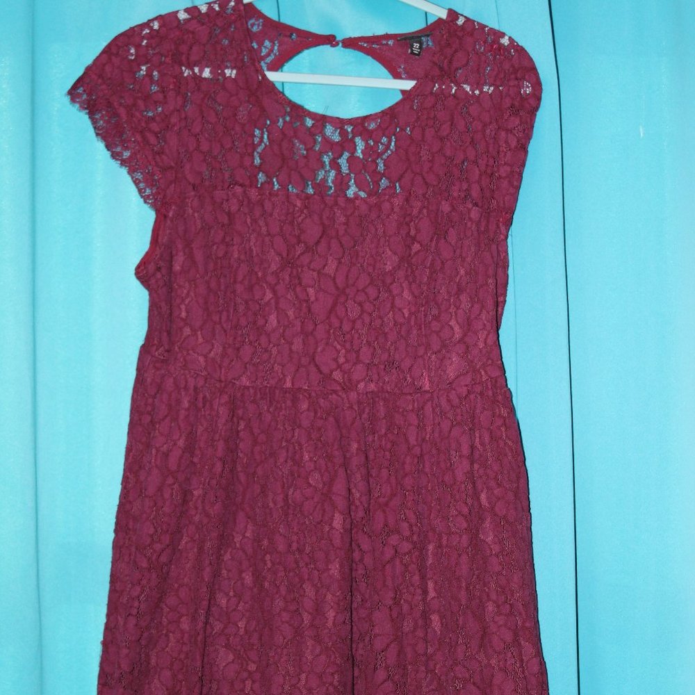 Size 22 Illusion Neckline Burgundy Torrid Dress